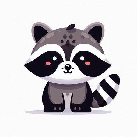Cute raccoon vector illustration. Cute cartoon raccoon character.のイラスト素材