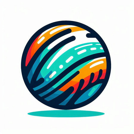 Abstract sphere with blue and orange stripes on white background. Vector illustration.のイラスト素材