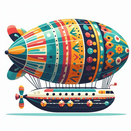 Airship isolated on white background. Vector illustration. Eps 10.のイラスト素材