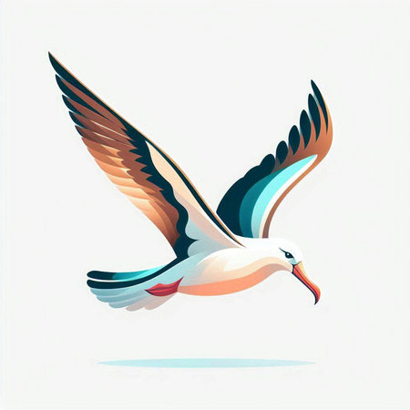 Flying seagull. Vector illustration of a flying seagull.のイラスト素材