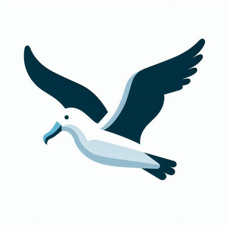 Flying seagull isolated on a white background. Vector illustration.のイラスト素材