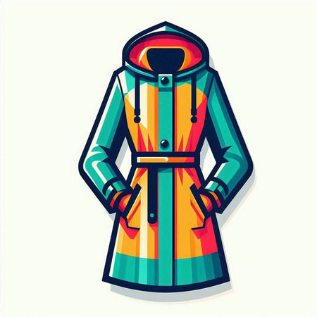 Illustration of a women's coat in the style of pop artのイラスト素材