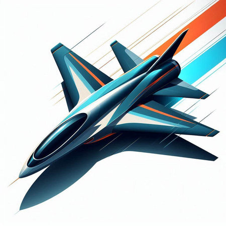 Futuristic fighter jet in abstract background. 3d illustration.のイラスト素材