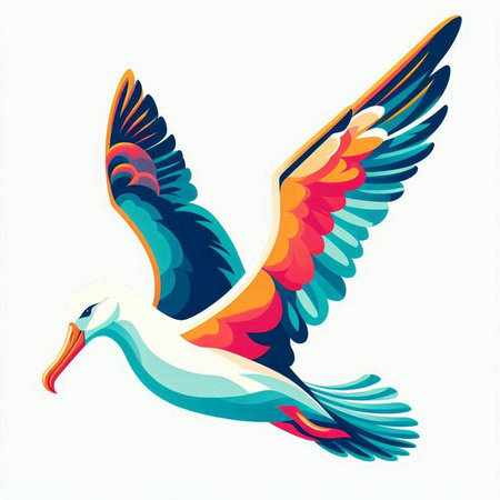 Flying seagull isolated on a white background. Vector illustration.のイラスト素材