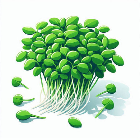 Fresh green sprouts isolated on a white background. Vector illustration.のイラスト素材