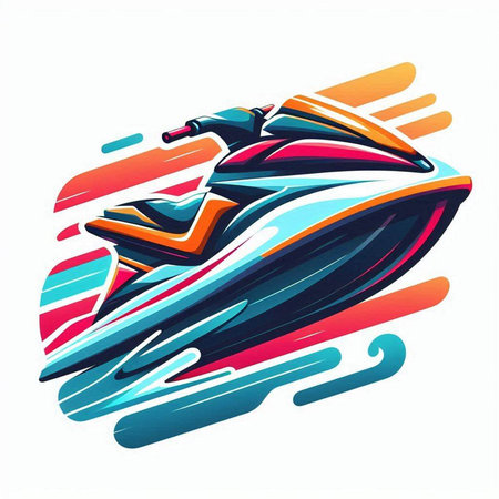 Jet ski vector illustration isolated on white background. Speedboat icon.のイラスト素材
