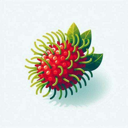 Rambutan fruit isolated on a white background. Vector illustration.のイラスト素材