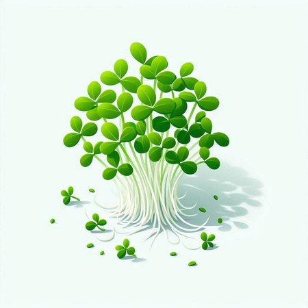 Microgreens. Sprouting seeds of a plant. Vector illustrationのイラスト素材