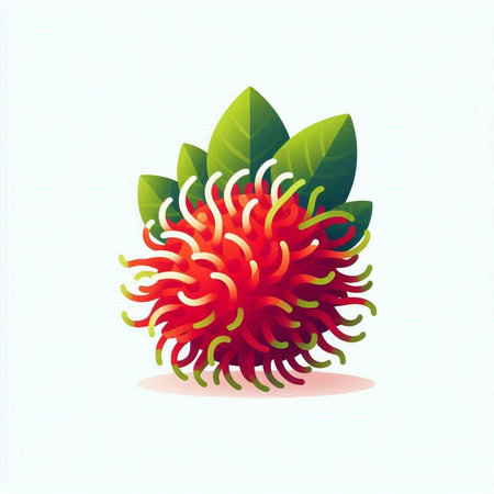 Rambutan fruit on white background. Rambutan vector illustration.のイラスト素材
