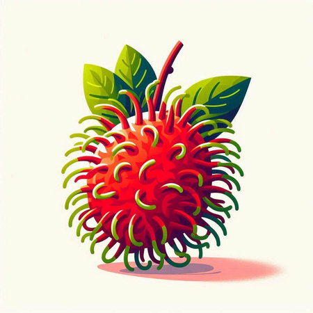Fresh rambutan fruit vector illustration isolated on white background. Rambutan iconのイラスト素材