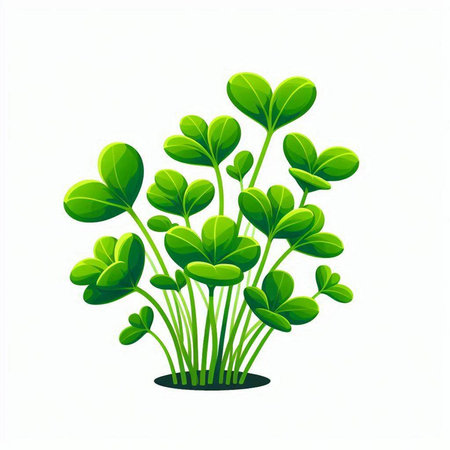 Microgreens, isolated on white background. Vector illustration of micro greens.のイラスト素材