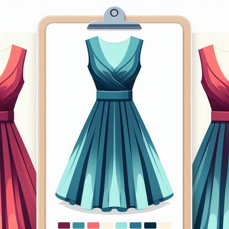 Fashionable woman's dress on a hanger. Vector illustration.のイラスト素材