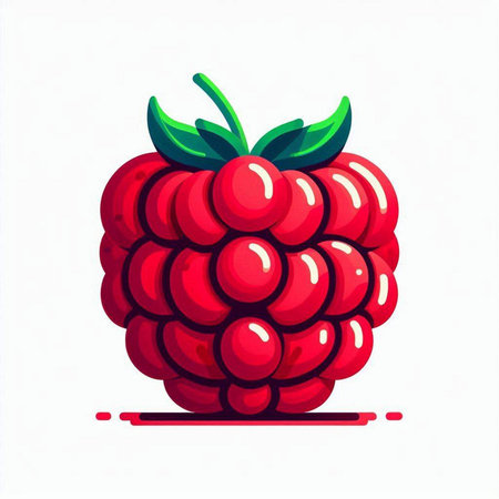 Raspberry. Vector illustration. Isolated on a white background.のイラスト素材