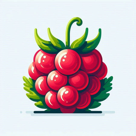 Raspberry vector illustration. Isolated berry on white background.のイラスト素材
