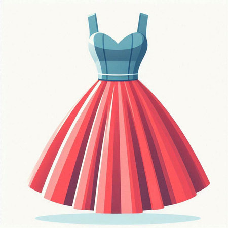 Illustration of a beautiful woman dress in retro style. Vector illustration.のイラスト素材