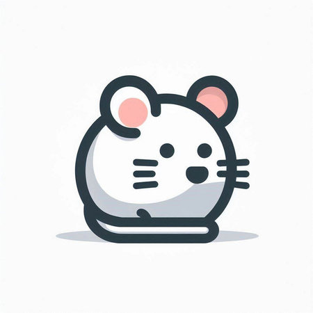 Cute mouse on white background. Vector illustration in cartoon style.のイラスト素材