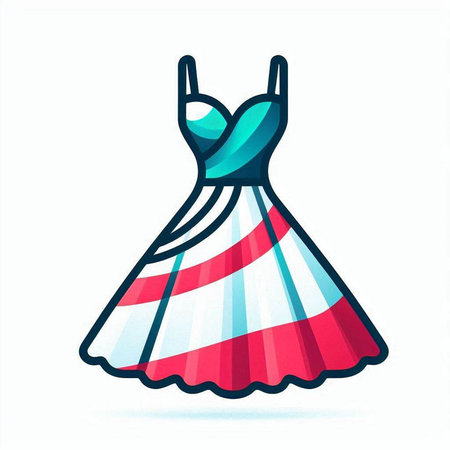 Women's dress, vector illustration, isolated on a white background.のイラスト素材