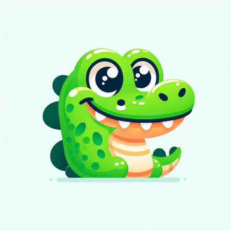 Funny cartoon crocodile. Vector illustration of a cute green frog.のイラスト素材