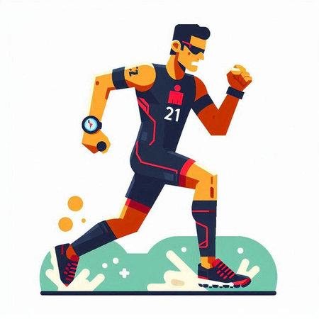 Running man in sportswear. Cartoon style. Vector illustration.のイラスト素材