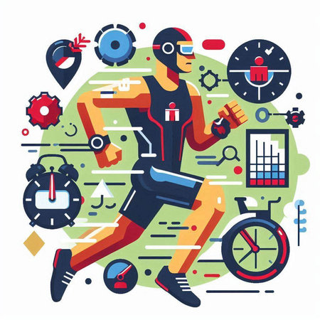 Running man in sportswear. Sport and fitness. Vector illustrationのイラスト素材
