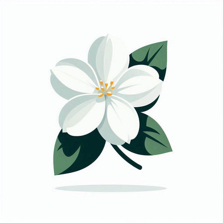 Jasmine flower isolated on a white background. Vector illustration.のイラスト素材