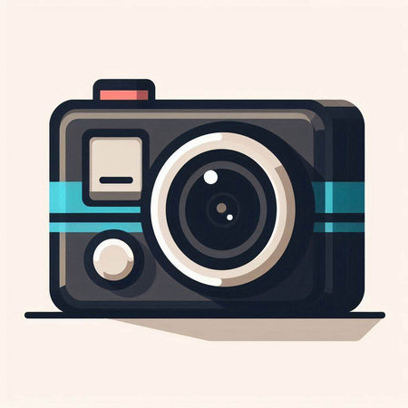 Retro camera icon. Vector illustration in flat style. Isolated on white background.のイラスト素材
