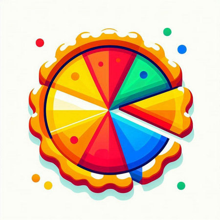 Illustration of colorful pie on a white background. Vector illustration.のイラスト素材