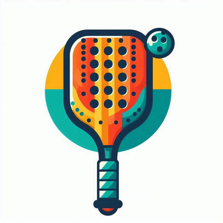 Colorful tennis racket isolated on a white background. Vector illustration.のイラスト素材