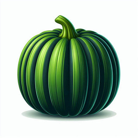 Illustration of a green pumpkin isolated on a white background - vectorのイラスト素材