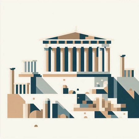 Athens, Greece. Famous landmark. Vector illustration in flat styleのイラスト素材