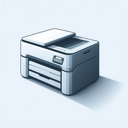 Printer icon on a white background. 3D rendering. Computer digital drawing.のイラスト素材