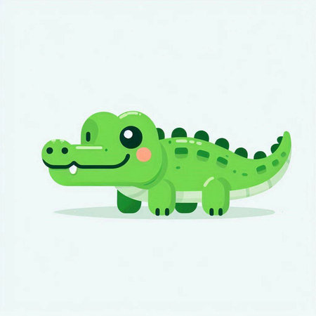Cute cartoon crocodile. Vector illustration of a baby crocodile.のイラスト素材