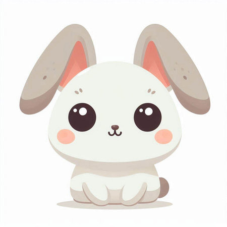 Cute cartoon rabbit. Vector illustration isolated on a white background.のイラスト素材