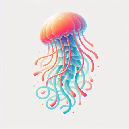 Colorful jellyfish on white background. Vector illustration for your designのイラスト素材