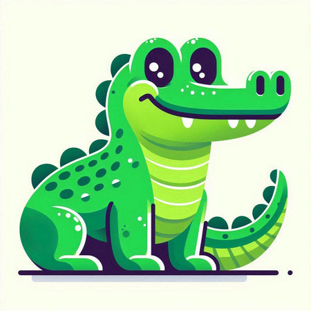 Cute crocodile cartoon vector illustration. Cute green crocodile iconのイラスト素材