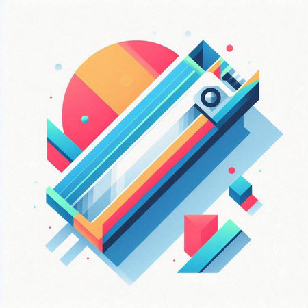 Abstract colorful background with geometric shapes on white background. Digital illustration.のイラスト素材