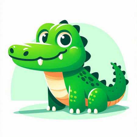 Cute cartoon crocodile on a white background. Vector illustration.のイラスト素材