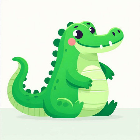 Cute crocodile on white background. Vector illustration. Cartoon style.のイラスト素材