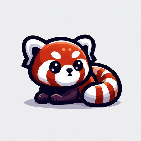 Cute red panda on a white background. Vector illustration.のイラスト素材