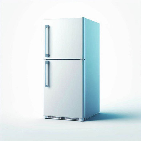 Refrigerator on a white background. 3d rendering. Computer digital drawing.のイラスト素材