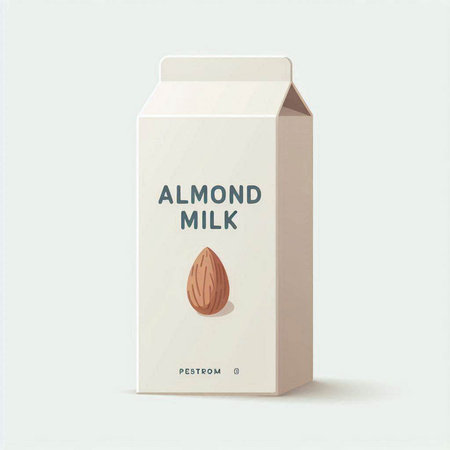 Almond milk carton package mockup. Realistic vector illustration.のイラスト素材