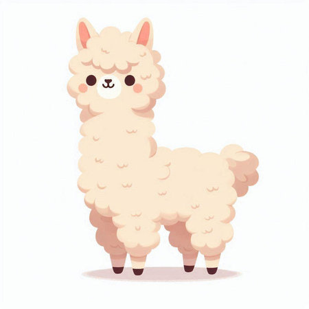 Cute cartoon alpaca isolated on white background. Vector illustration.のイラスト素材