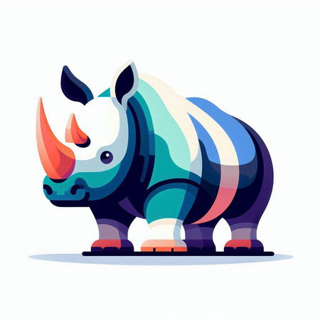 Cartoon rhinoceros. Vector illustration isolated on white background.のイラスト素材