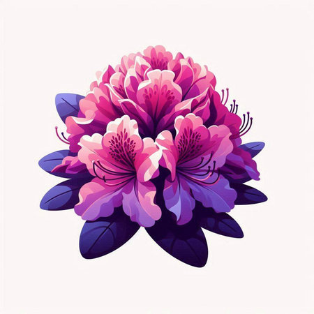 Pink rhododendron flower on a white background. Vector illustration.のイラスト素材
