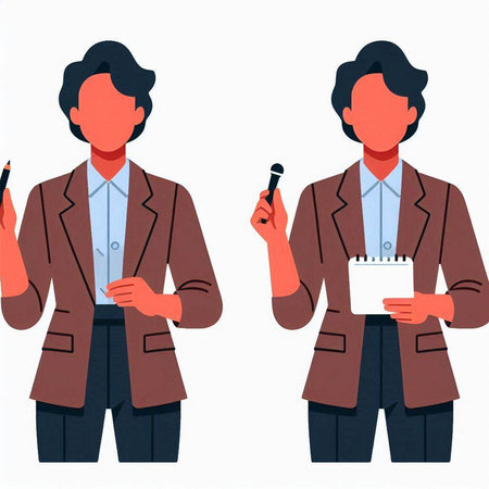 Businessman and businesswoman with notepad and pen. Vector illustration.のイラスト素材