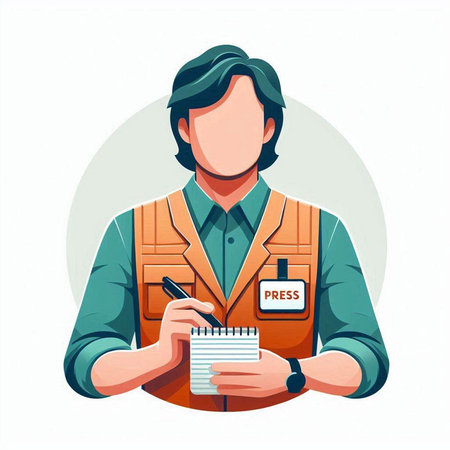 Worker in uniform holding clipboard. Vector illustration in cartoon style.のイラスト素材