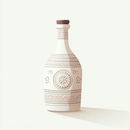 Vintage ceramic bottle isolated on white background. 3D illustration.のイラスト素材