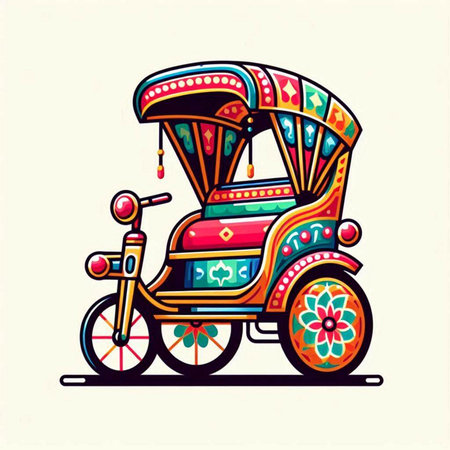 Tuk Tuk is a traditional rickshaw. Vector illustrationのイラスト素材