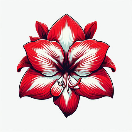 Illustration of lily flower on white background, vector illustration.のイラスト素材