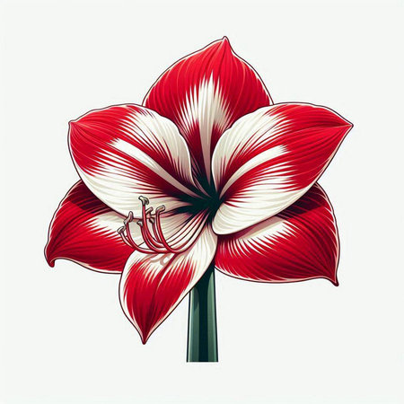 Beautiful red lily flower isolated on white background. Vector illustration.のイラスト素材
